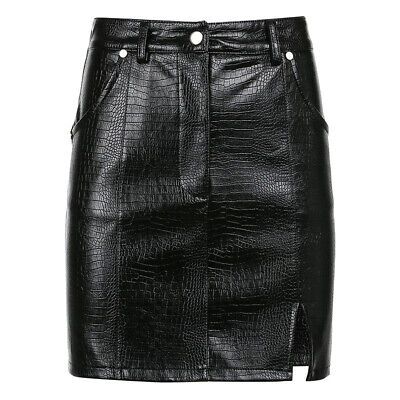 Women Faux Leather PU Skirt Alligator Pattern Mini Short Side Split A-line  | eBay | eBay US