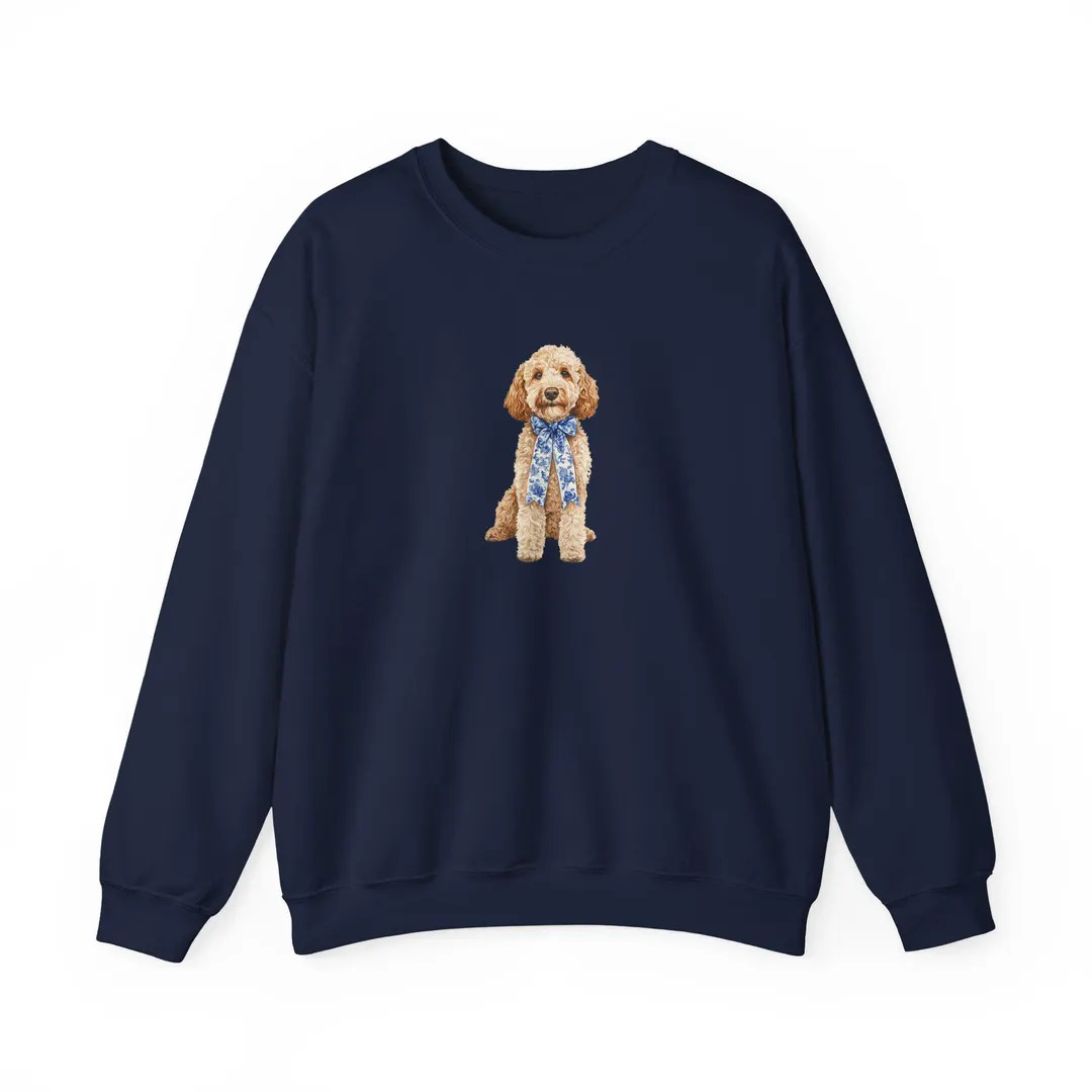 Preppy Chinoiserie Goldendoodle Crewneck Sweatshirt, Preppy Grand Millennial Goldendoodle Gift, G... | Etsy (US)