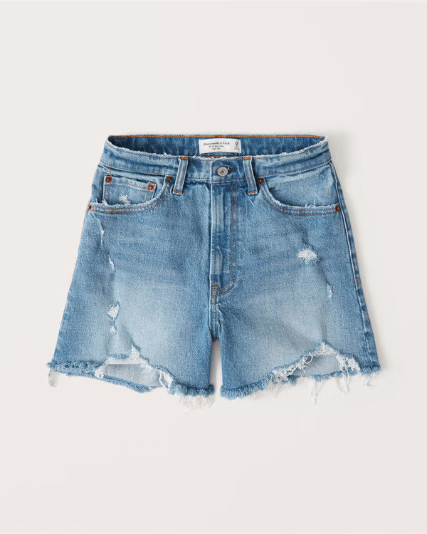 Curve Love High Rise 4 Inch Mom Shorts | Abercrombie & Fitch (US)