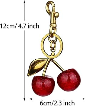 Glitter Cherry Bag Charm with Key Ring and Clip – Sparkling Resin & Metal Accessory for Purses ... | Amazon (US)