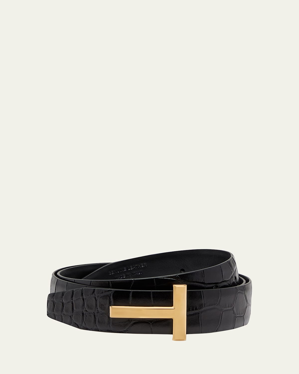 T Buckle Croc-Embossed Patent Belt | Bergdorf Goodman