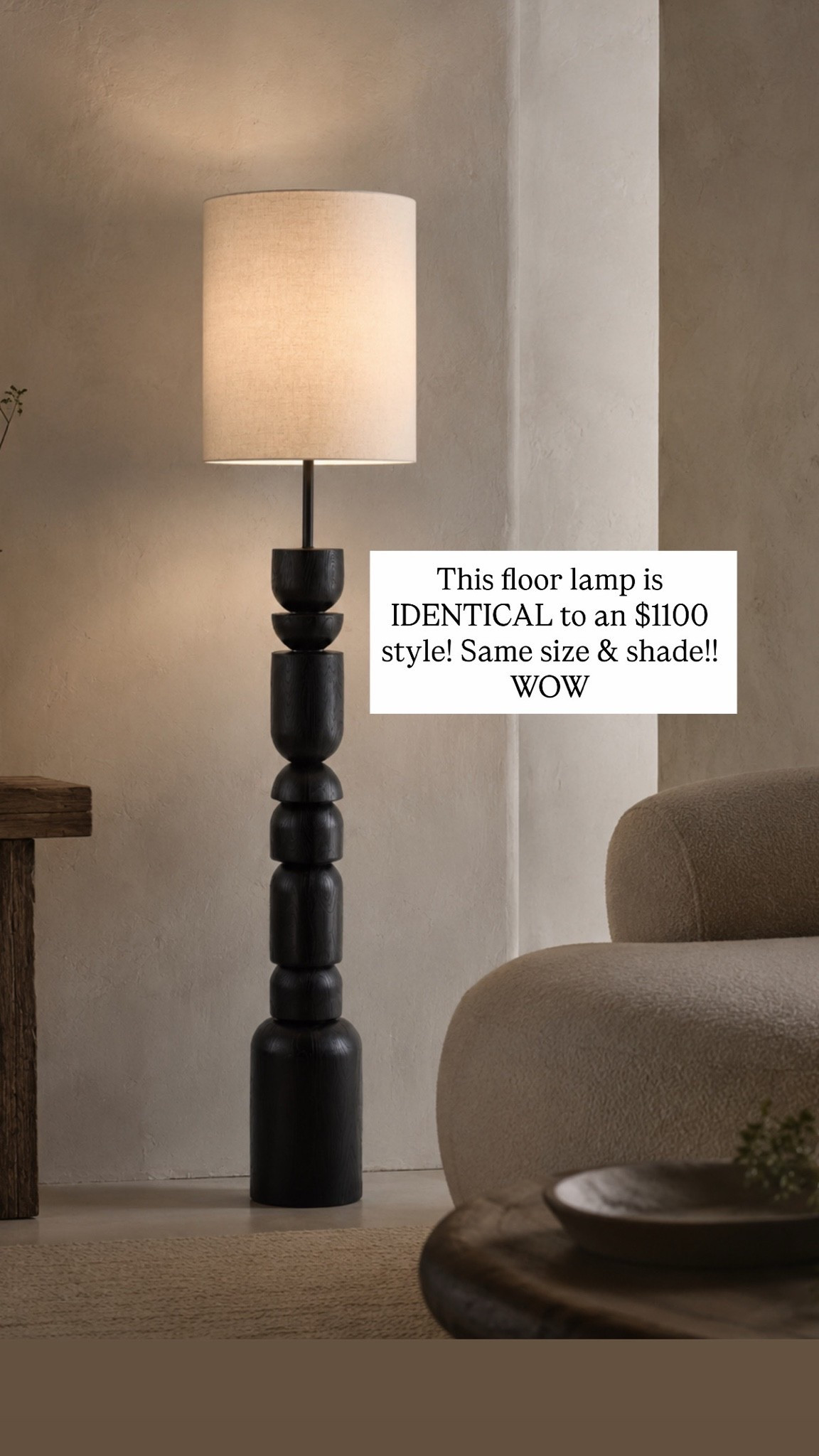 This floor lamp is IDENTICAL to an $1100 style! Same size & shade!! WOW