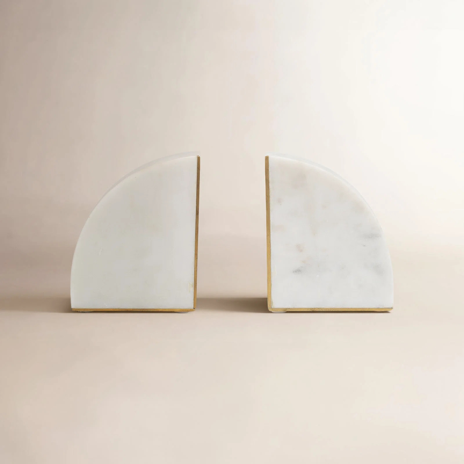 Nata Set of Two Bookends - 8" Set of White Marble Decorative Pie Bookends For Home or Office - Gi... | Joss & Main