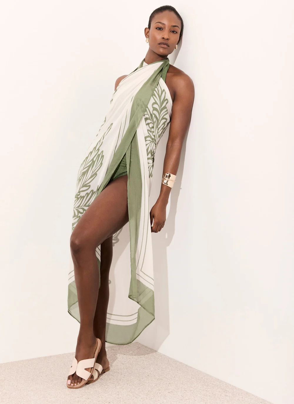 Green Palm Print Sarong | Mint Velvet