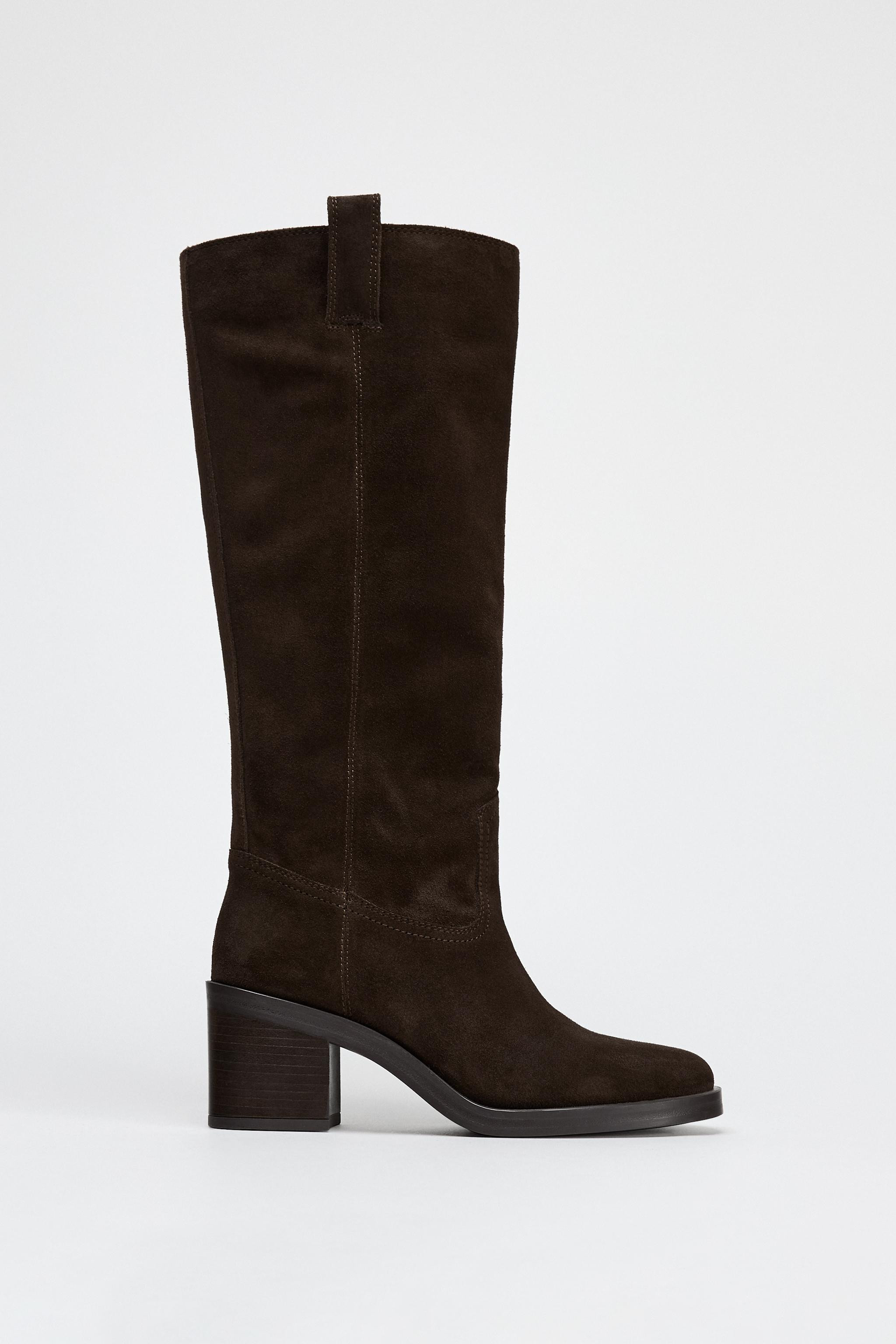 HEELED SUEDE KNEE HIGH BOOTS | Zara US