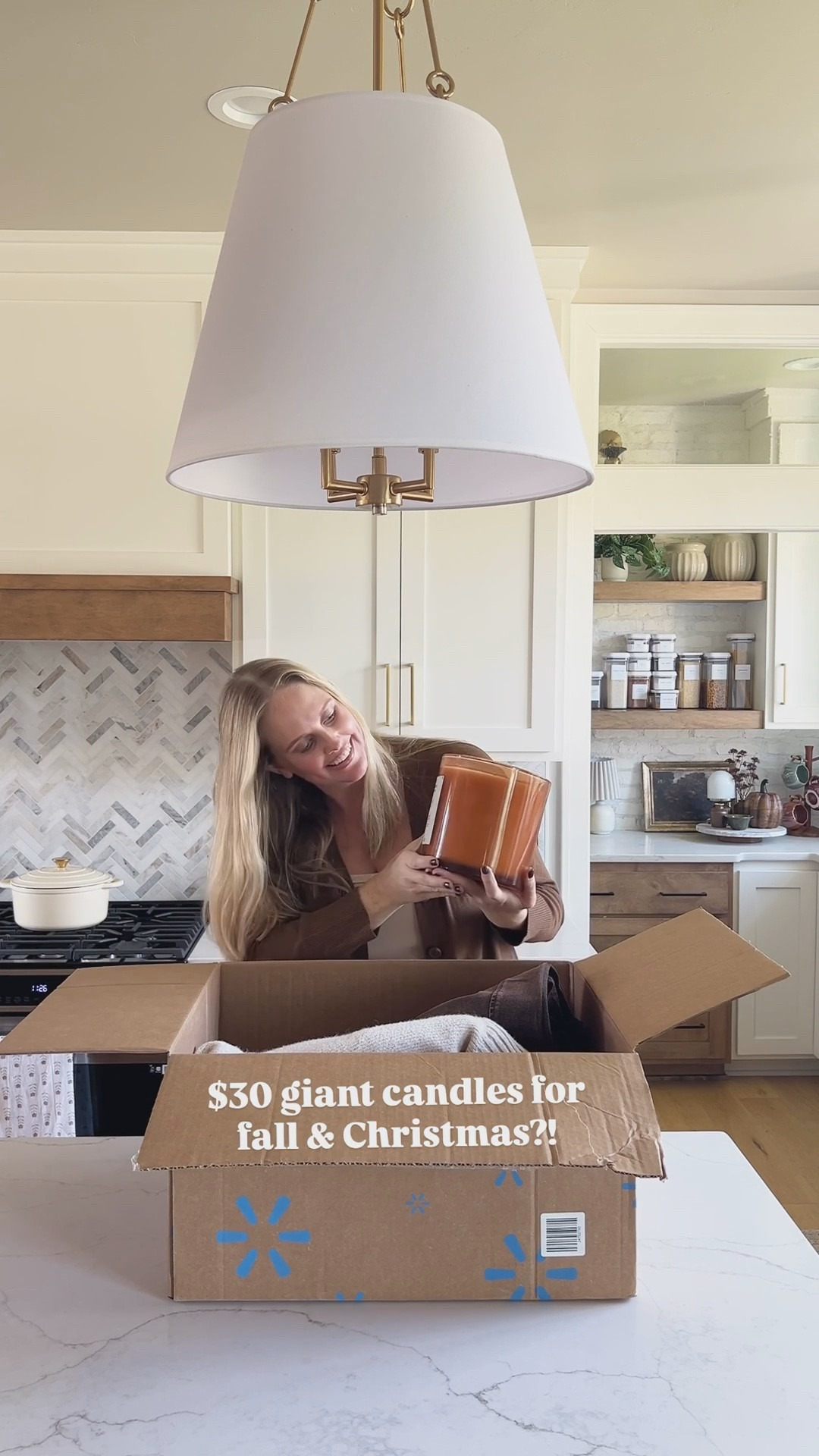 Walmart huge candles only $30!!! 

Fall decor 
Fall decorating 
Kitchen decor 
Fall kitchen decor 

#LTKFindsUnder50