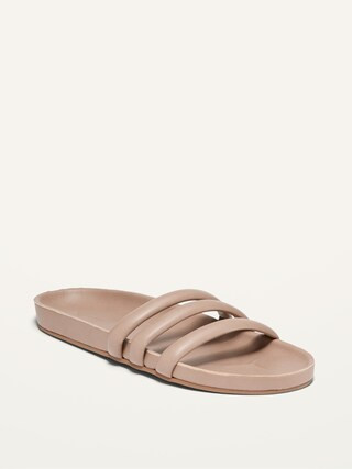 Faux-Leather Triple-Strap Slide Sandals for Women | Old Navy (US)