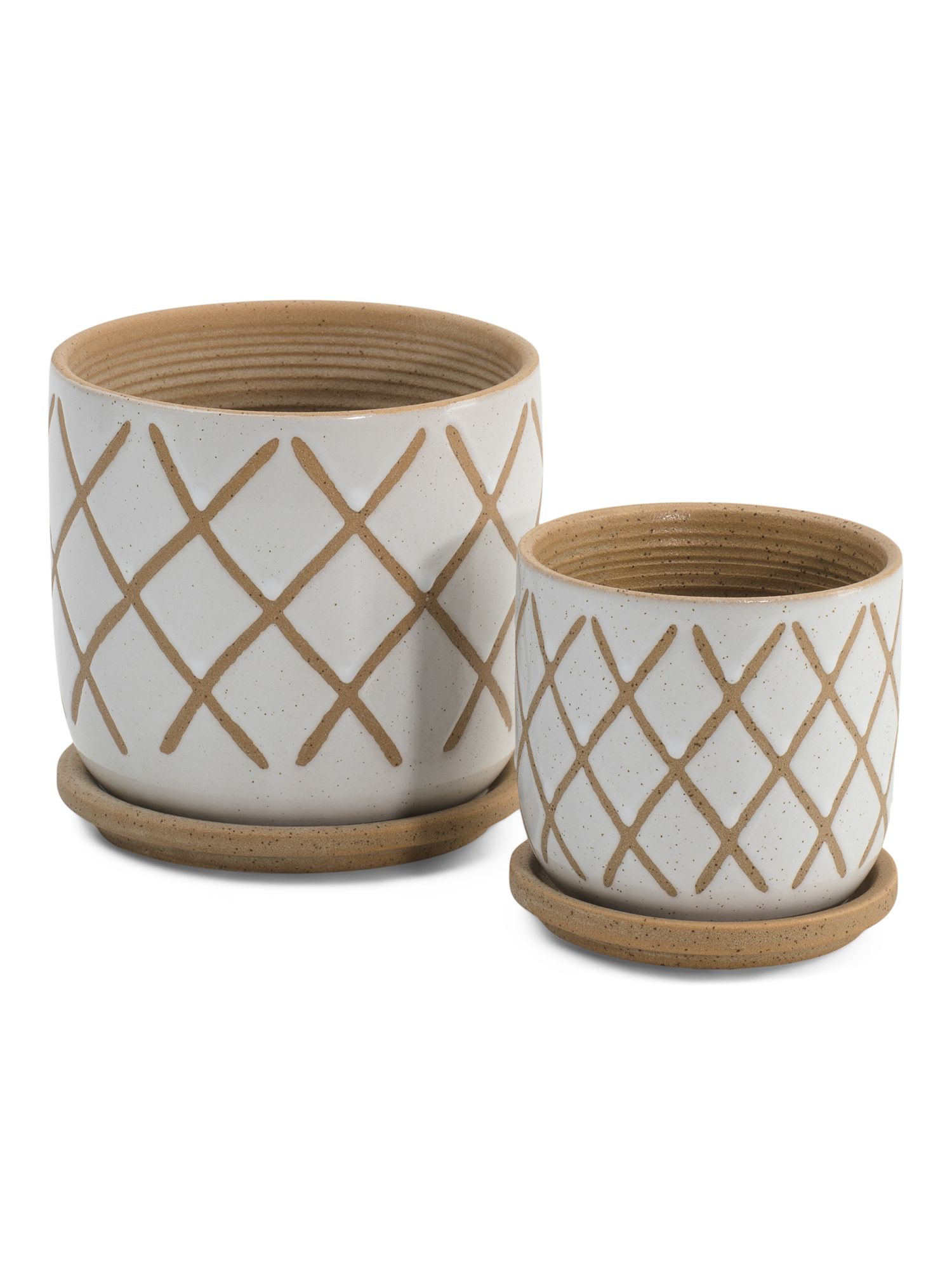 Set Of 2 Cross Planters With Saucer | TJ Maxx