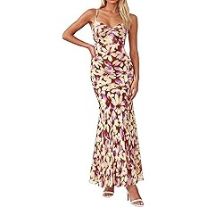 BTFBM Summer Dresses for Women 2026 Spaghetti Straps Sundress Twist Knot Mesh Mermaid Wedding Gue... | Amazon (US)