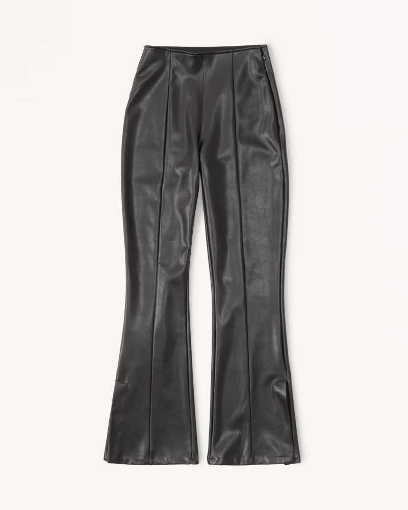 Curve Love Vegan Leather Split-Hem Flare Pant | Abercrombie & Fitch (US)