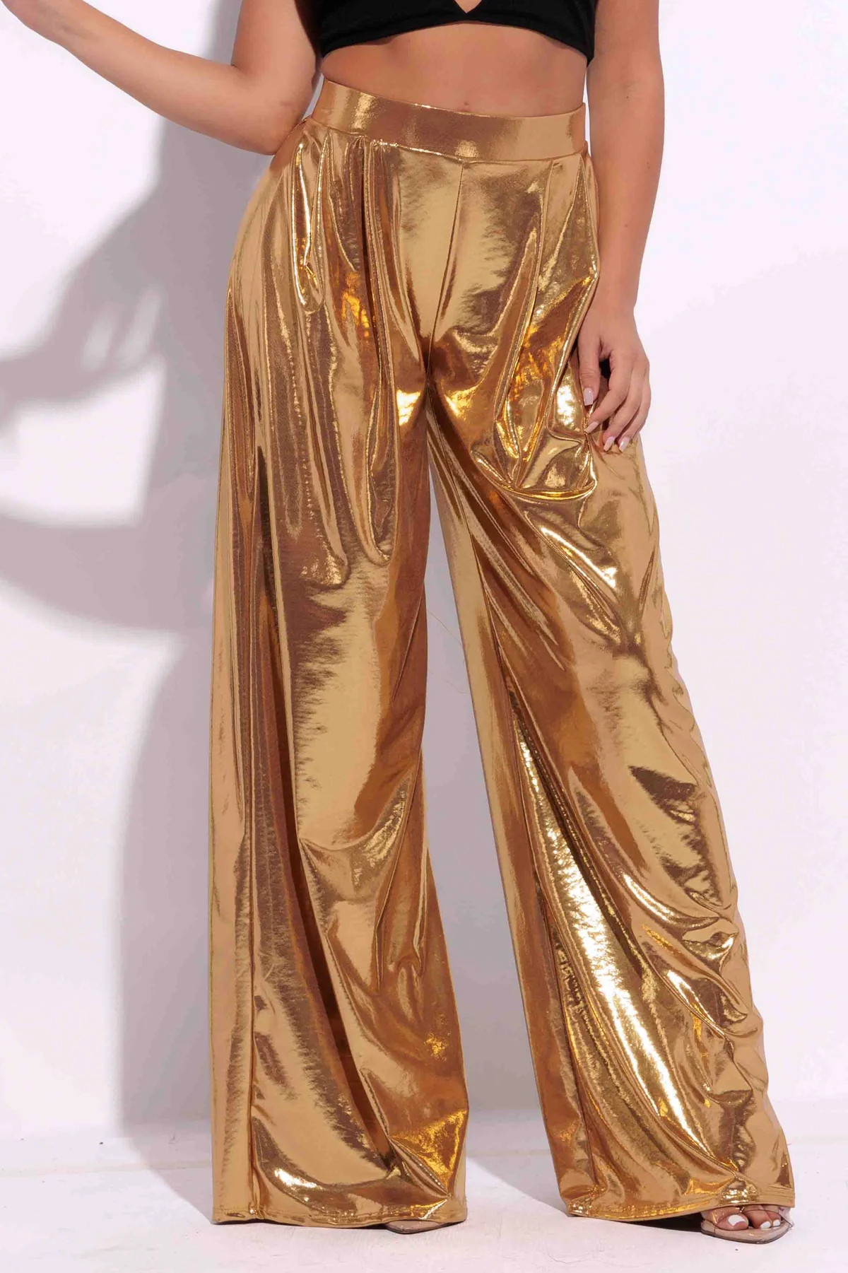 Metallic wide leg pants | Bogomore