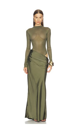 Elarina Maxi Dress in Olive | Revolve Clothing (Global)