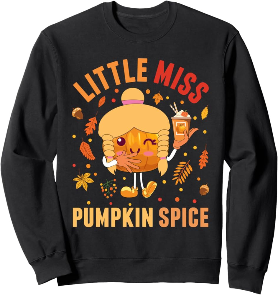 Miss Little Pumpkin Spice Autumn Fall Thanksgiving Kid Girls Sweatshirt | Amazon (US)