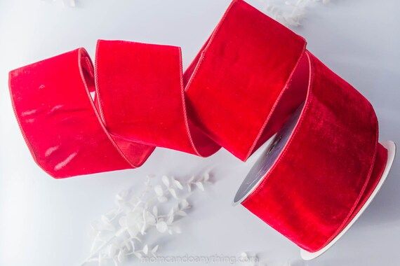 Red Velvet WIRED Ribbon 4 Inch 10 Yards Luxurious Designer - Etsy | Etsy (US)