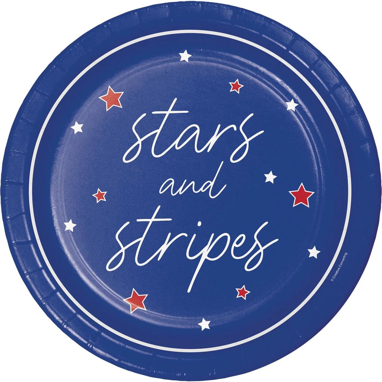 Patriotic Blue Stars and Stripes Banquet Paper Plates, 8 Count, by Way To Celebrate | Walmart (US)