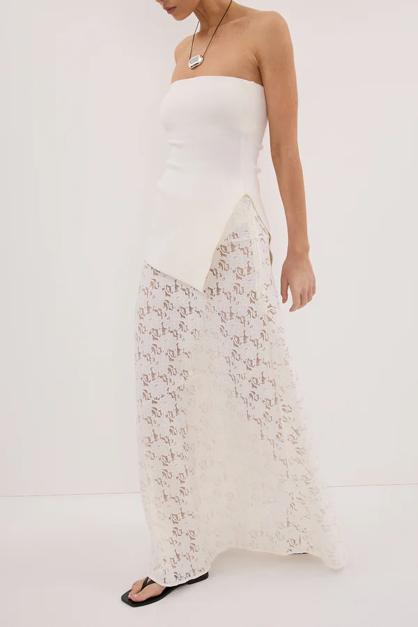 LOULA WHITE LACE SKIRT | DISSH