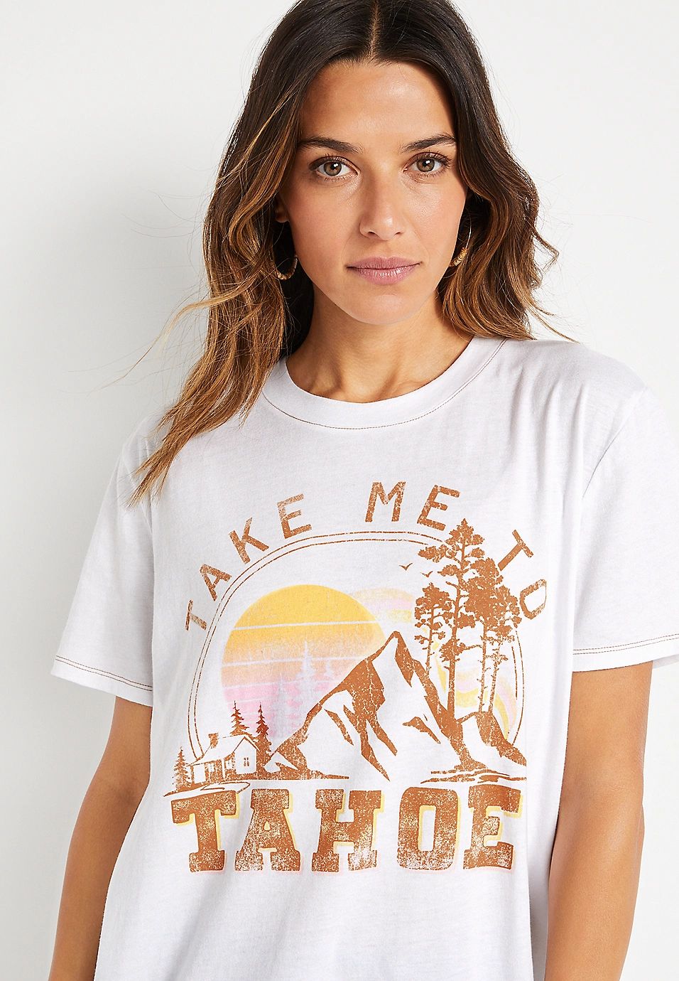 White Tahoe Oversized Graphic Tee | Maurices