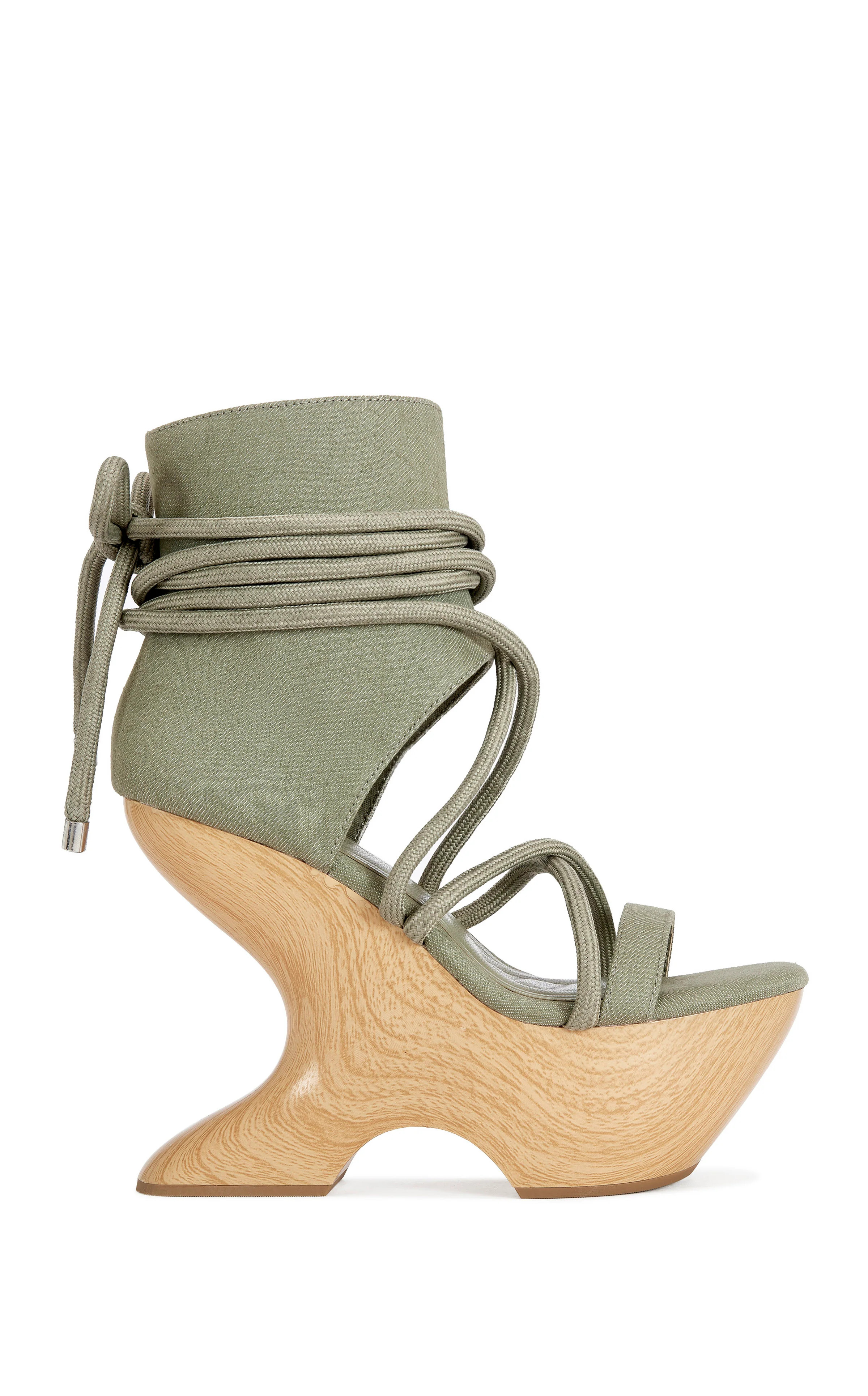 TIZIANO-OLIVE CURVED WEDGE WRAP-AROUND PLATFORM SANDAL | Azalea Wang