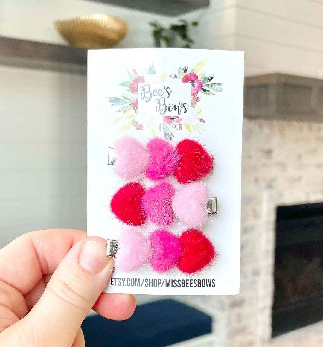 One Fuzzy Heart Clip Single Clip Velvet Heart Valentine, Winter Holiday Bow, Pink Red Barrette, B... | Etsy (US)