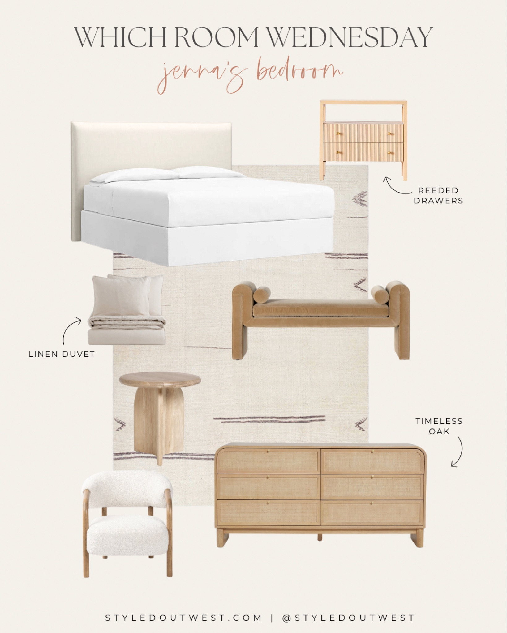 Which Room Wednesday | Jenna’s Bedroom
Upholstered bed, nightstand, linen duvet, velvet settee, upholstered bench, boucle chair, bedroom dresser

#LTKhome #LTKFind #LTKfamily