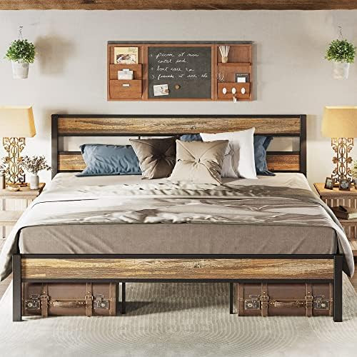 LIKIMIO King Bed Frame and Headboard, Easy Assembly, Noise-Free, No Box Spring Needed, Heavy Strong  | Amazon (US)