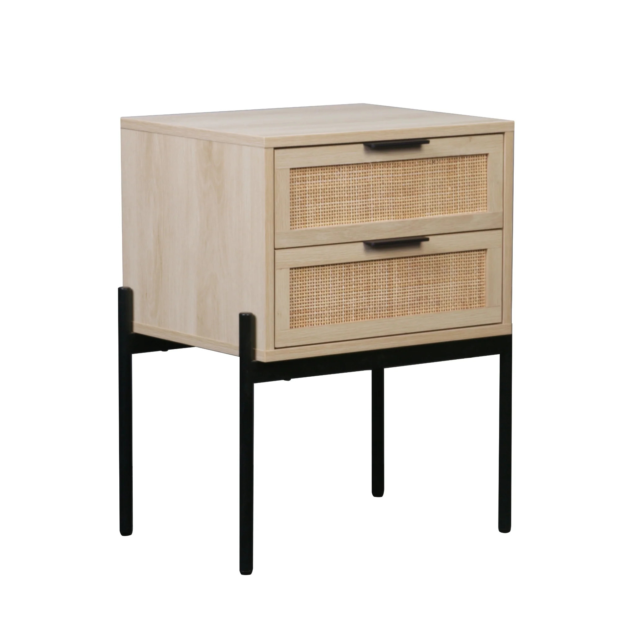 Nathan James Andrew Black & Rattan End or Side Table | Nathan James