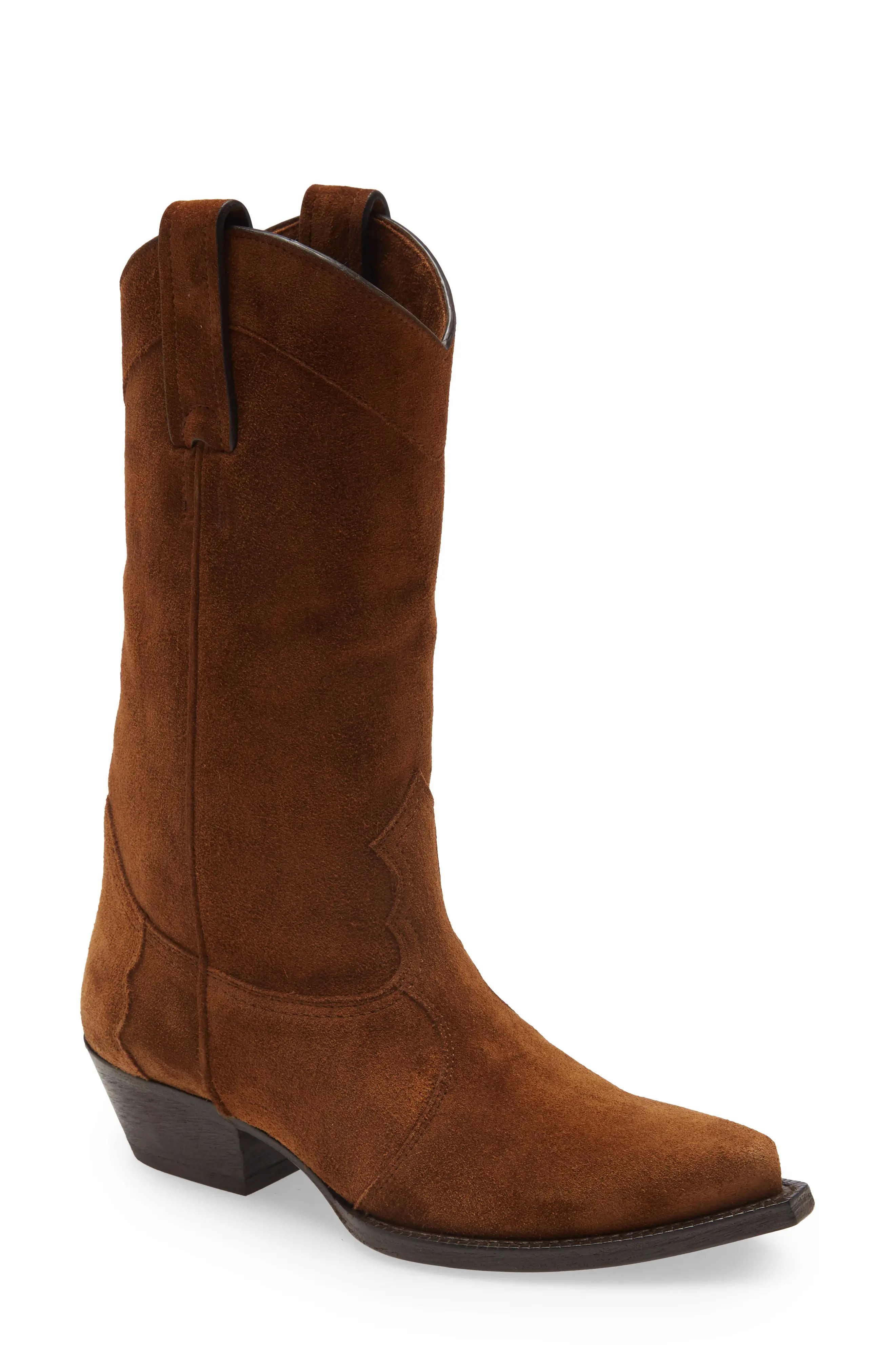 SAINT LAURENT Houston Suede Cowboy Boot in Land at Nordstrom, Size 5.5Us | Nordstrom