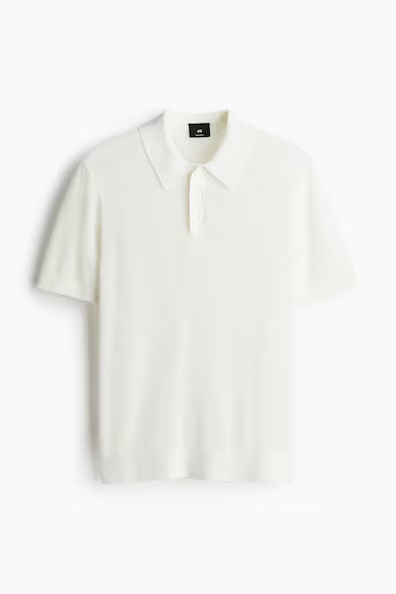 H & M - Regular-Fit Hole-Knit Polo Shirt - White | H&M (US + CA)
