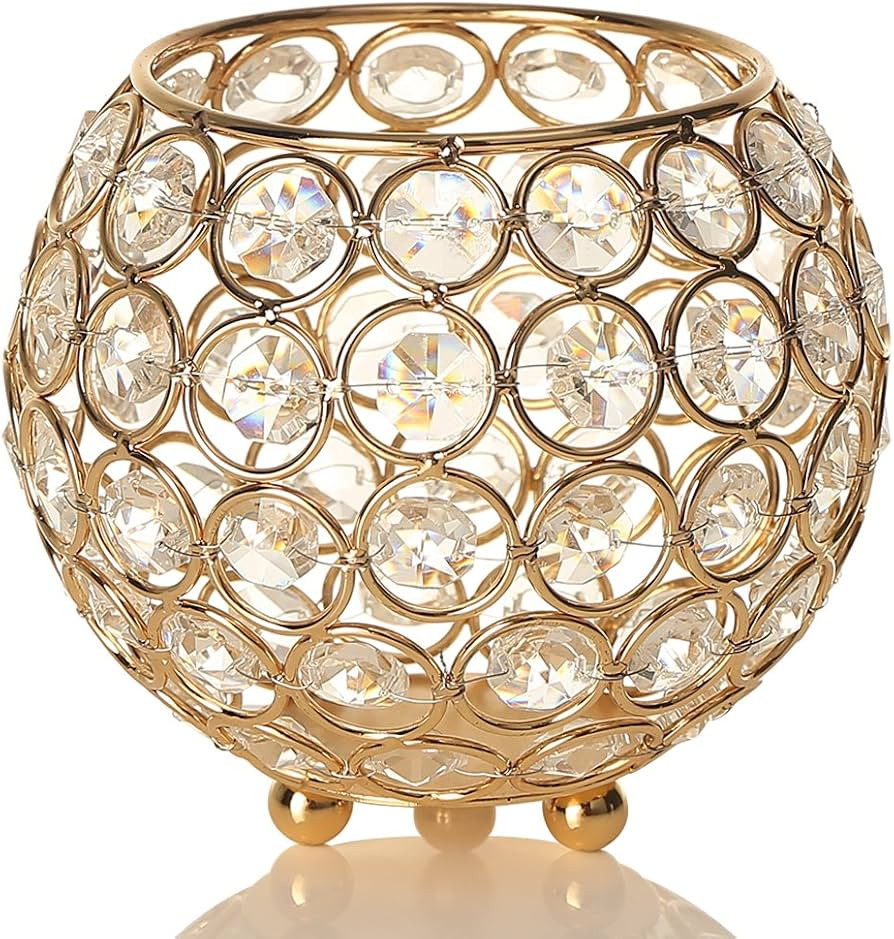 VINCIGANT Gold Decorative Bowl Candle Holders for Home Decor Dining Room Table Centerpieces,Sparkly  | Amazon (US)