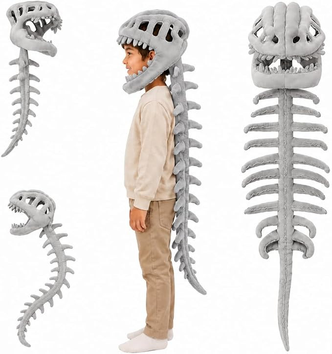 Dinosaur Skeleton Costume for Kids & Baby – 35" Spinosaurus Skull Mask & Plush Spine Tail, Hall... | Amazon (US)