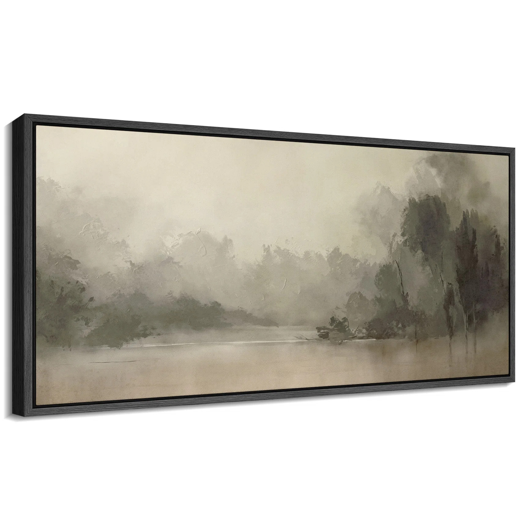 Rustic Countryside "Misty Forest Abstract Landscape Calm Extra Large Framed Artwork Wall Pictures | Wayfair North America