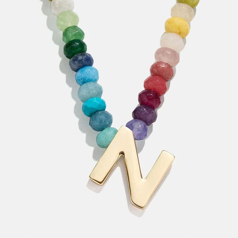 Semi-Precious Block Initial Necklace - Multi | BaubleBar