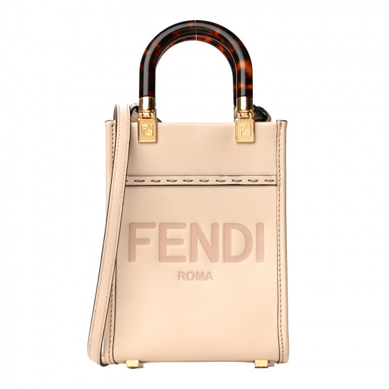 FENDI Calfskin Plexiglass Mini Sunshine Shopper Tote Poudre | Fashionphile