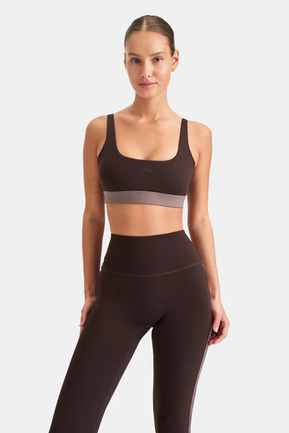 DAYFLEX OPEN BACK SQUARE NECK SPORTS BRA - AMERICANO AND MOCHA | TALA (UK)