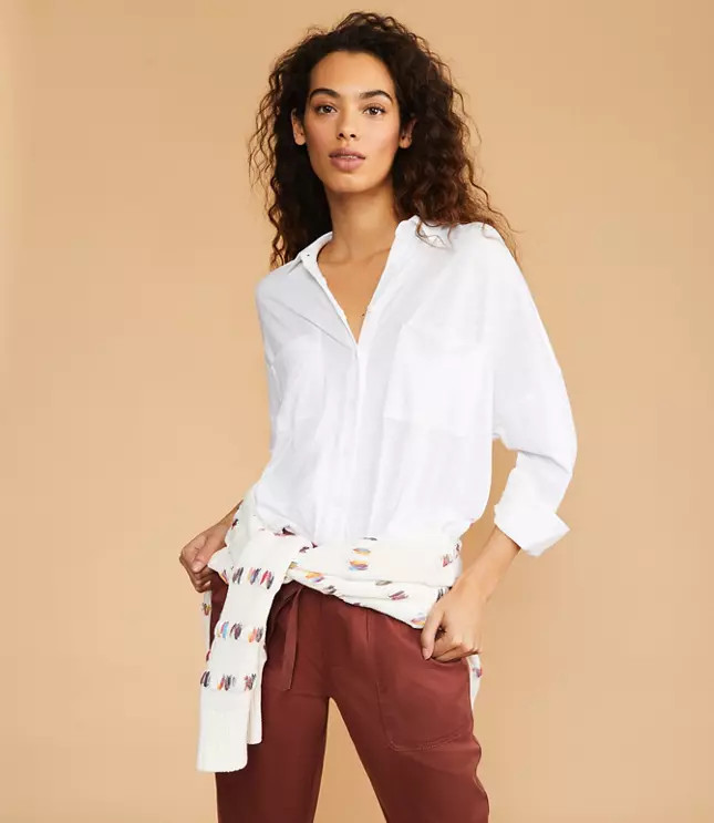 Lou & Grey Softserve Slub Tie Front Shirt | LOFT