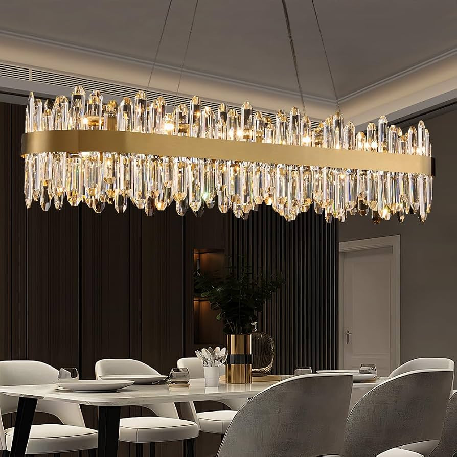 Gold Oval Crystal Chandelier L45.3 inch, 24-Lights Gold Chandeliers Modern Crystal Chandelier Pen... | Amazon (US)
