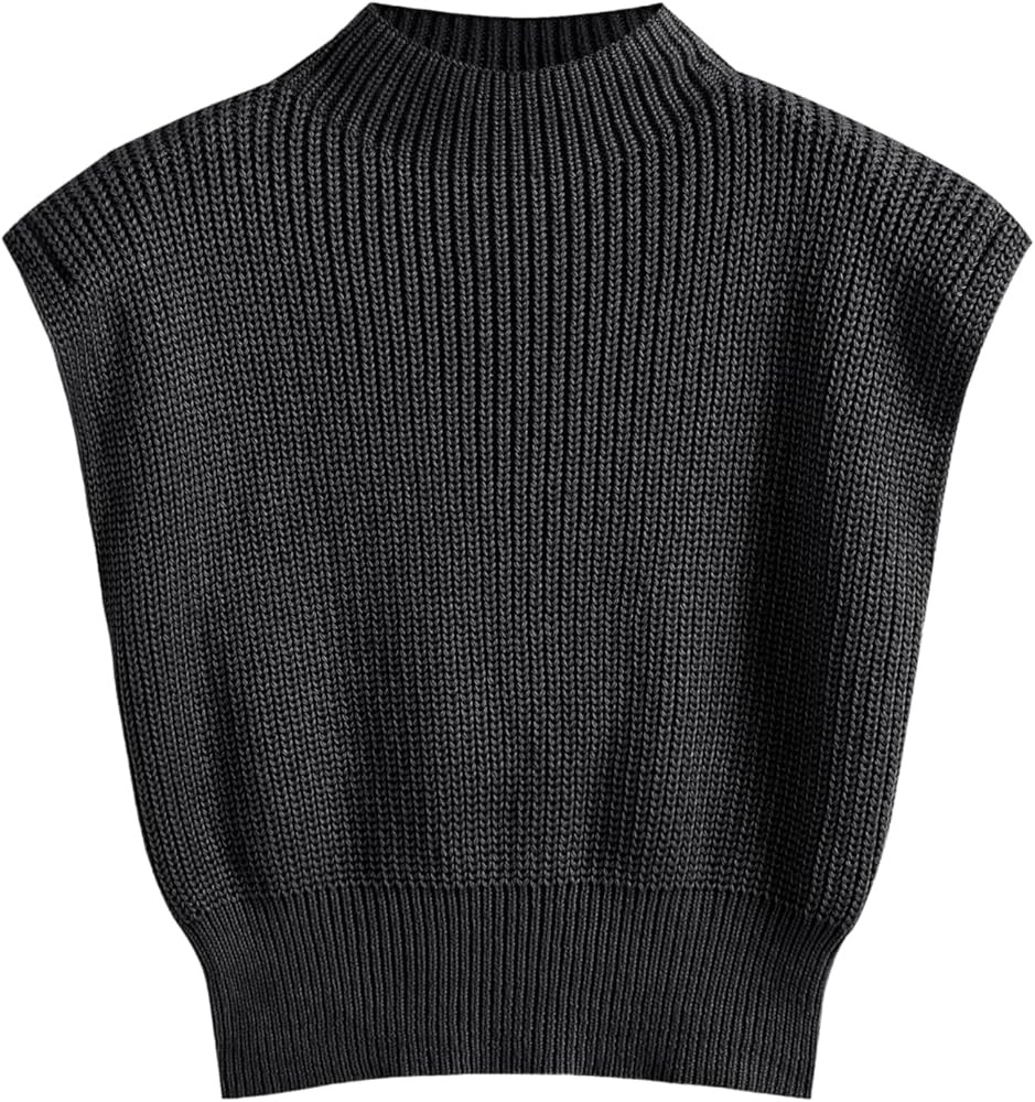 CIDER Women's Mock Neck Sleeveless Sweater Tops Cap Sleeve Sweater Vests Tank Tops | Amazon (US)