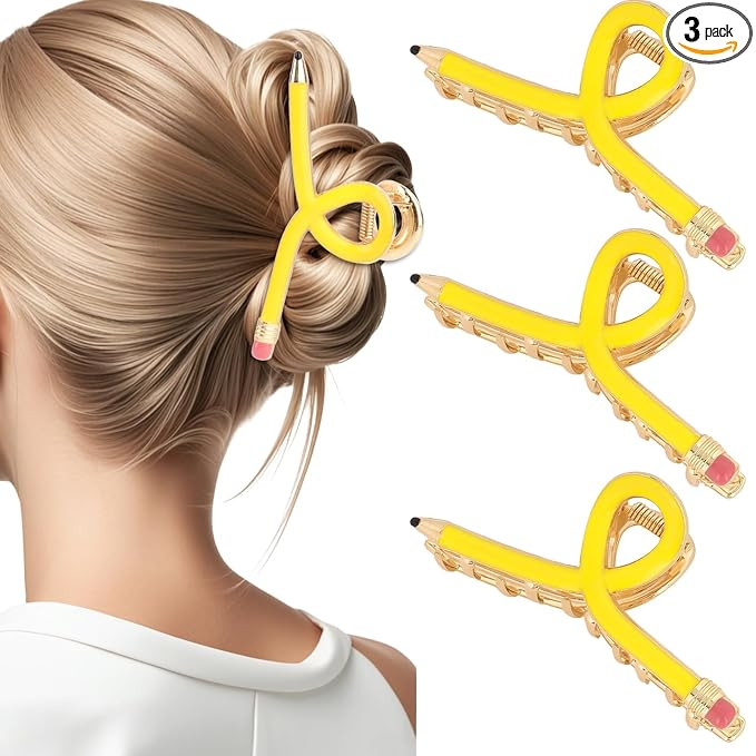 YARIEW Pencil Hair Clips for Women Thin Hair Teacher Gifts Claw Clips for Thick Hair Funny Back t... | Amazon (US)