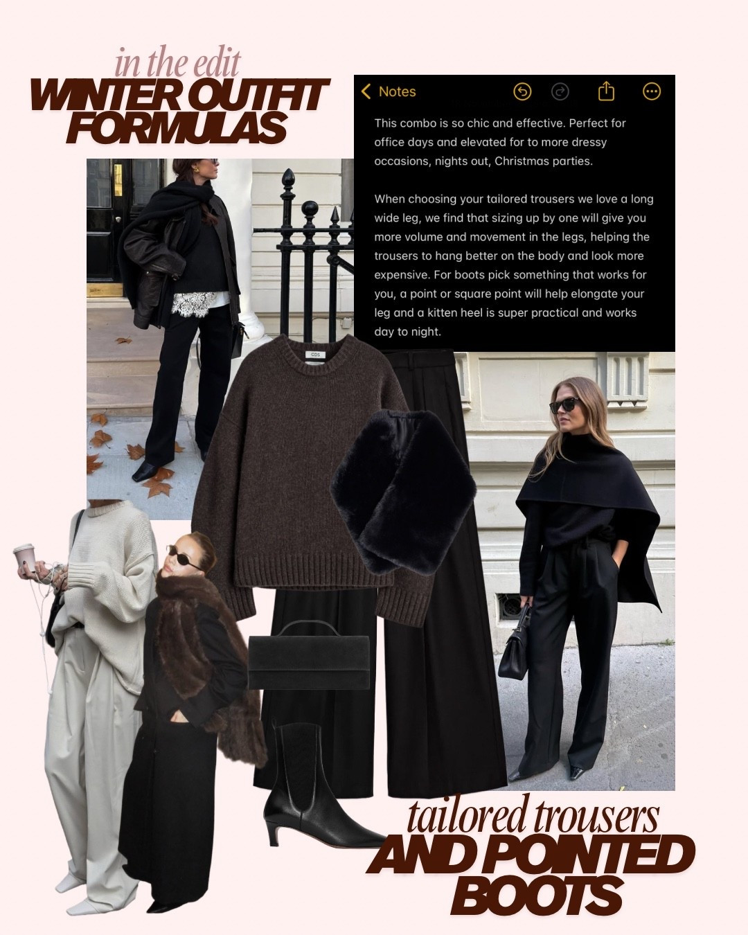 Winter outfit formals we’re wearing on repeat 

Tailored trousers and pointed boots 

#LTKeurope #LTKstyletip #LTKireland