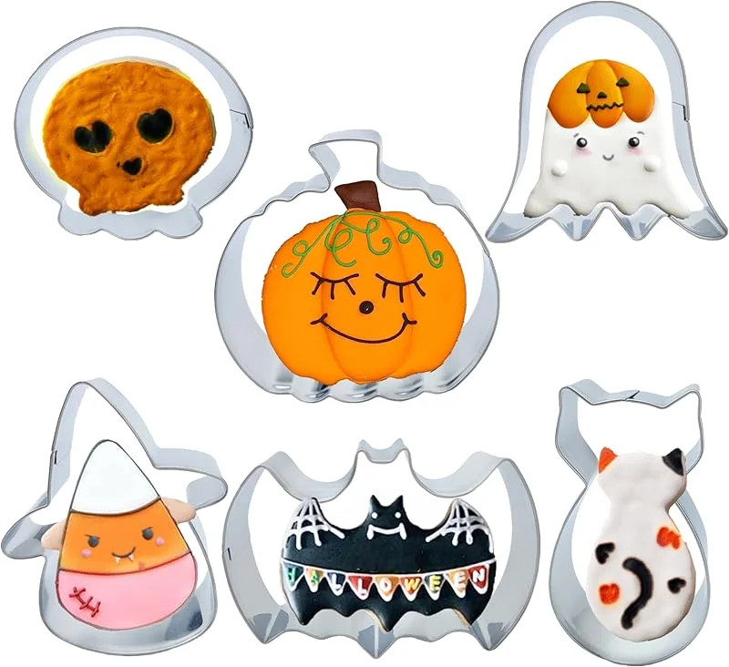 4PCS Large Halloween Cookie Cutters, Stainless Steel Metal Molds Pumpkin, Bat, Ghost, Wich's Hat ... | Walmart (US)