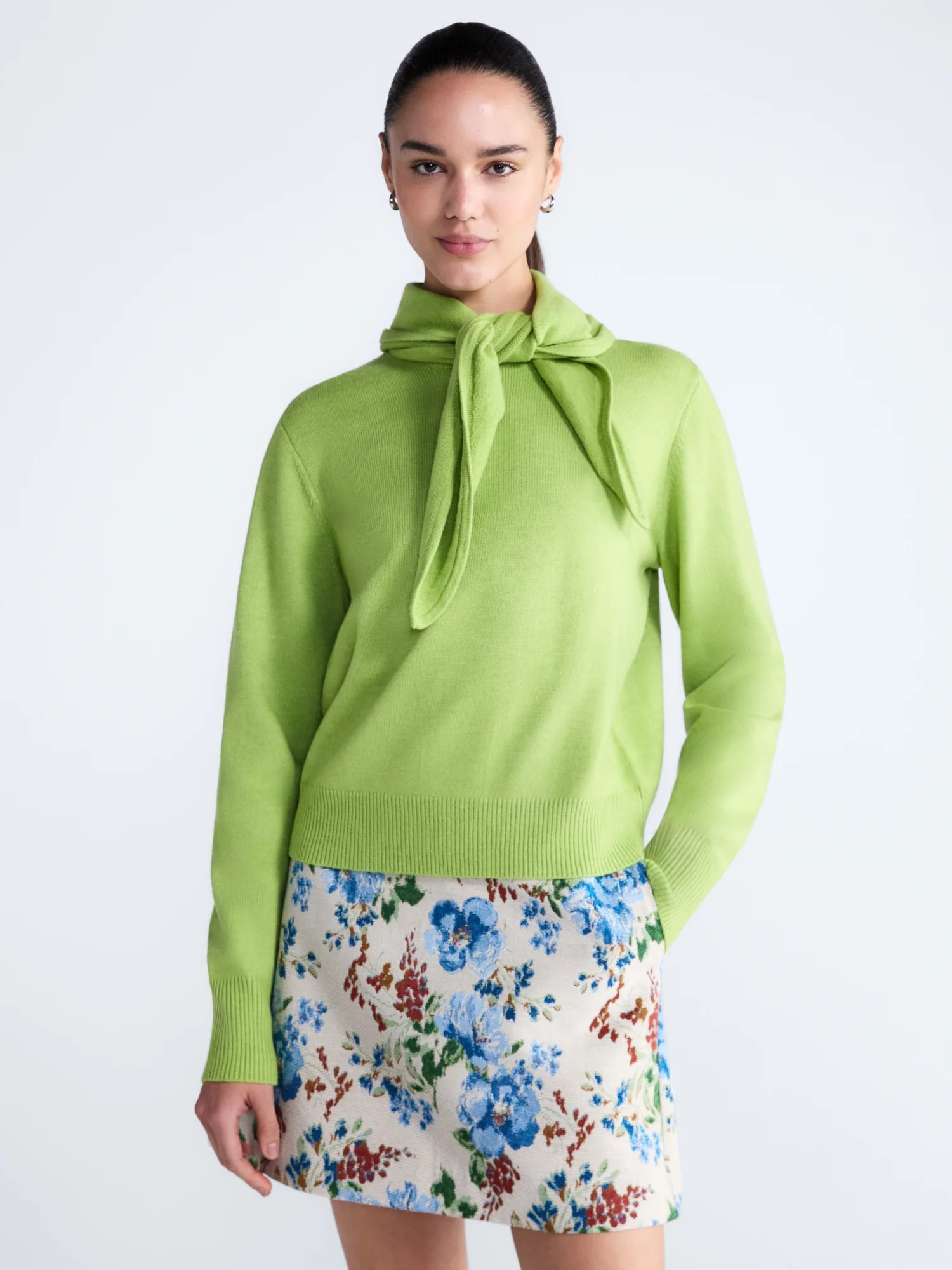Free Assembly Women's and Women's Plus Cropped Crewneck Sweater with Scarf, Lightweight, Sizes XS-4X - Walmart.com | Walmart (US)