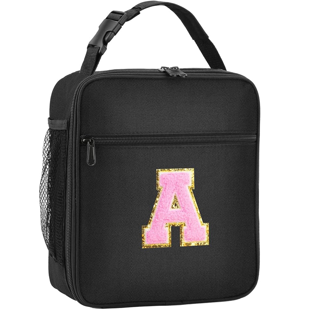 SANBADA Initial Insulated Lunch Bag, Lunch Box with Initial Letter Patch for Teen Adult, Reusable... | Amazon (US)