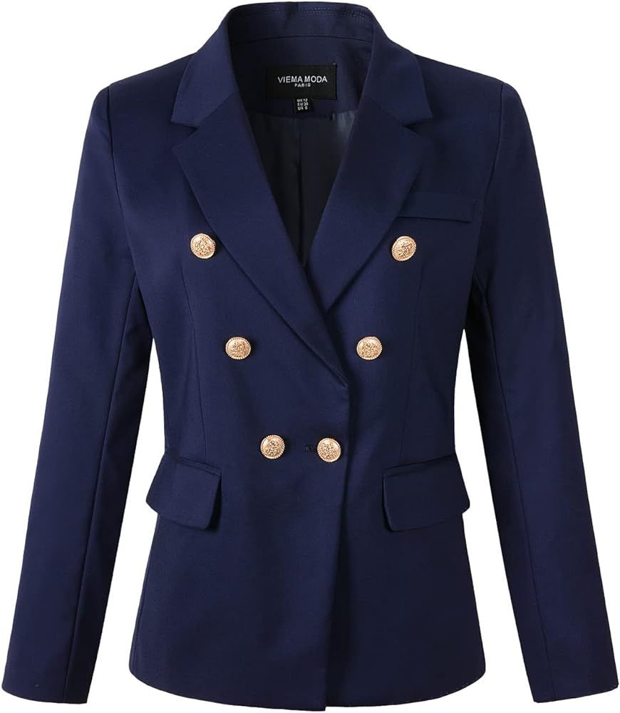 Womens Double Breasted Blazer Ladies Jacket Work Suit | Amazon (US)