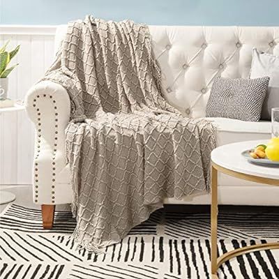 Bedsure 100% Acrylic Knit Throw Blanket, 50×60 Inch - Soft Warm Cozy Lightweight Decorative Blan... | Amazon (US)