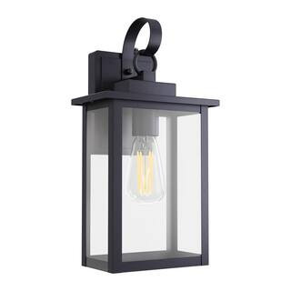 Hawaii 15 in. H 1-Bulb Black Hardwired Outdoor Wall Lantern Sconce with Dusk to Dawn with LED Bulb (8-Pack) | The Home Depot