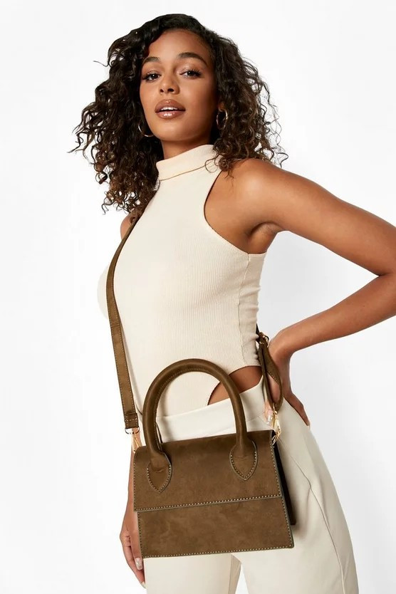 Smooth Top Handle Suede Crossbody Bag | Boohoo.com (UK & IE)