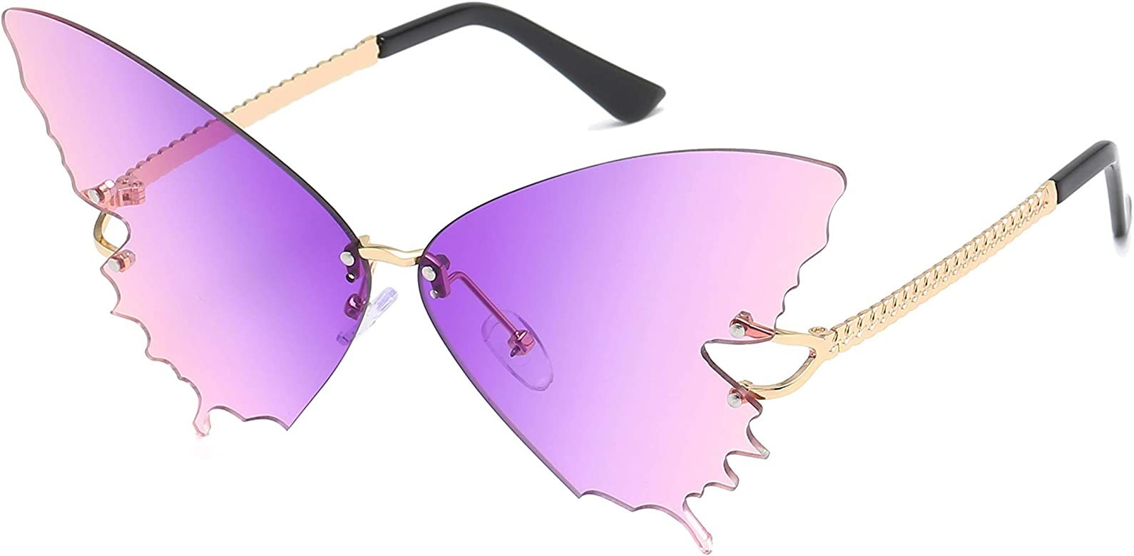 Fashion Butterfly Rimless Sunglasses for Women Vintage Metal Frame Eyewear UV Protection by YAMEI... | Amazon (US)