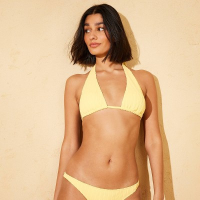 Demetra Dias with Wild Fable Women's Medium Coverage Textured Tall Triangle Bikini Top - Yellow XXS | Target