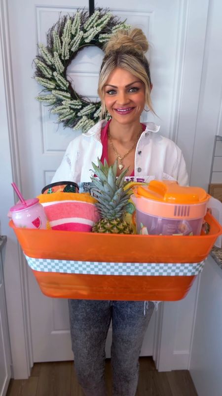 Cute and affordable mother’s day gift idea - summer basket! Everything from Walmart. This costs around $35 for everything! Ice bucket, beach towel, candle, and kitchen supplies. 

#LTKhome #LTKGiftGuide #LTKVideo