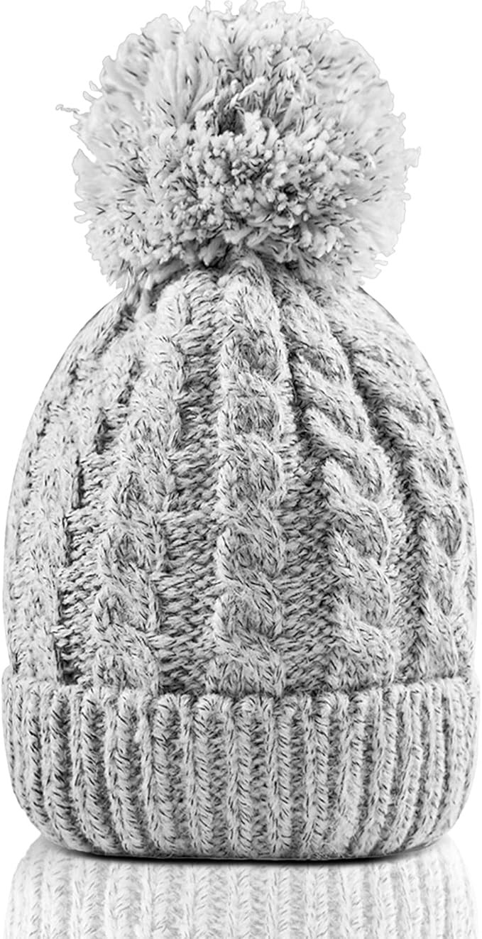 Women's Winter Beanie Warm Fleece Lining - Thick Slouchy Cable Knit Skull Hat Ski Cap | Amazon (US)